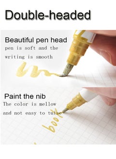 GBQ 10PCS Double-ended Hard + Soft Pearlescent Metal Pens, Soft Paint Pens, Markers, Glitter Pens, 2PCS Wood ChipsDIY 10-12cm, 5-7cm For Student Artist Art Painting Supplies  - Image 3
