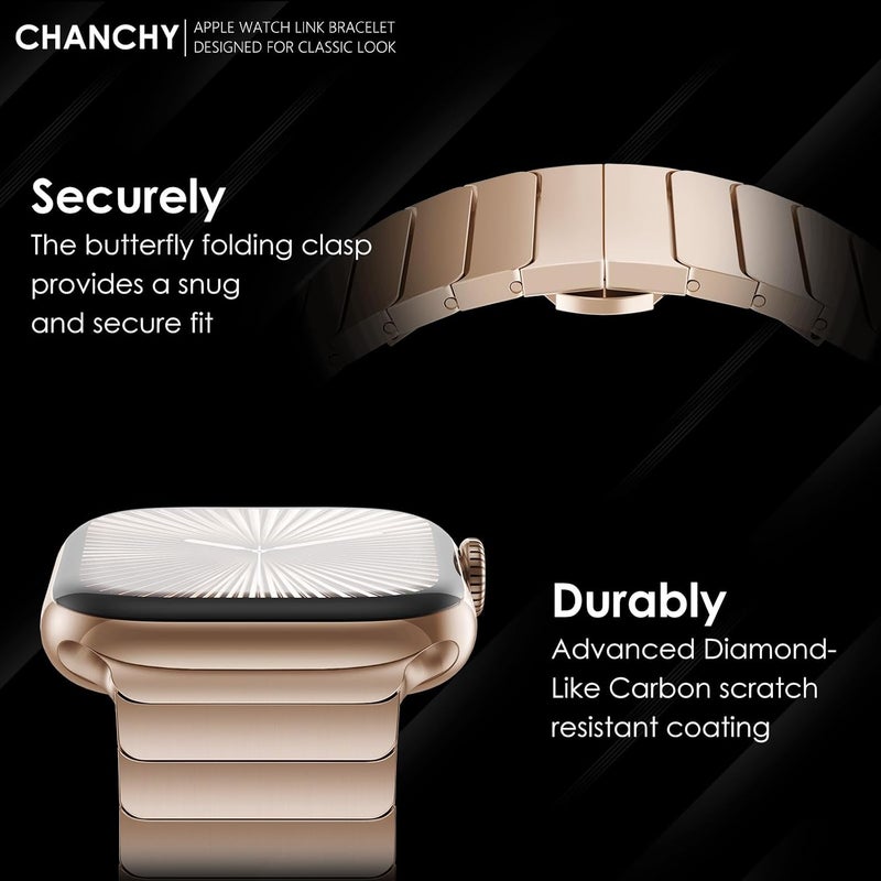 سوار من الفولاذ المقاوم للصدأ من CHANCHY لساعة Apple Watch Ultra بمقاسات 49 مم و45 مم و44 مم و42 مم و38 مم و40 مم و41 مم، حزام معدني مع مشبك قابل للطي لساعة Apple Watch Series 8 و7 و6 و5 و4 و3 و2 و1 للرجال (أسود، 49 مم و45 مم و44 مم و42 مم) - Image 5
