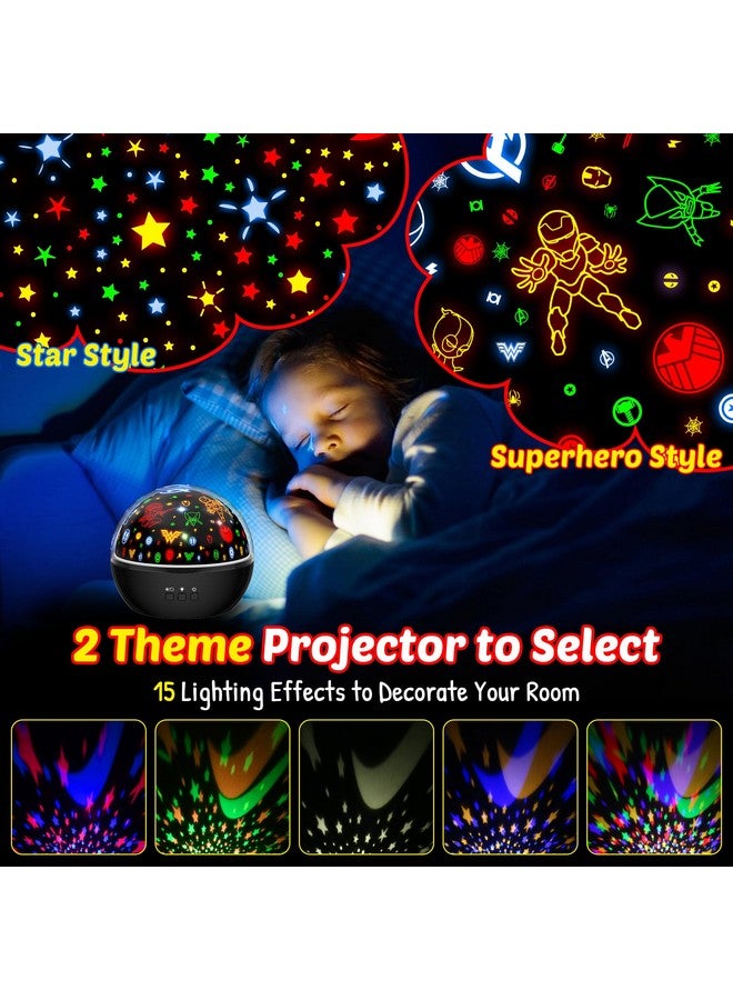 MOKOQI Super Hero Night Light for Boys | Spiderman Night Light and Star Projector 2-in-1 | Avengers Light Projector for Kids Bedroom Decor | Superhero Toys Gifts for Boys 4-6 - Image 2