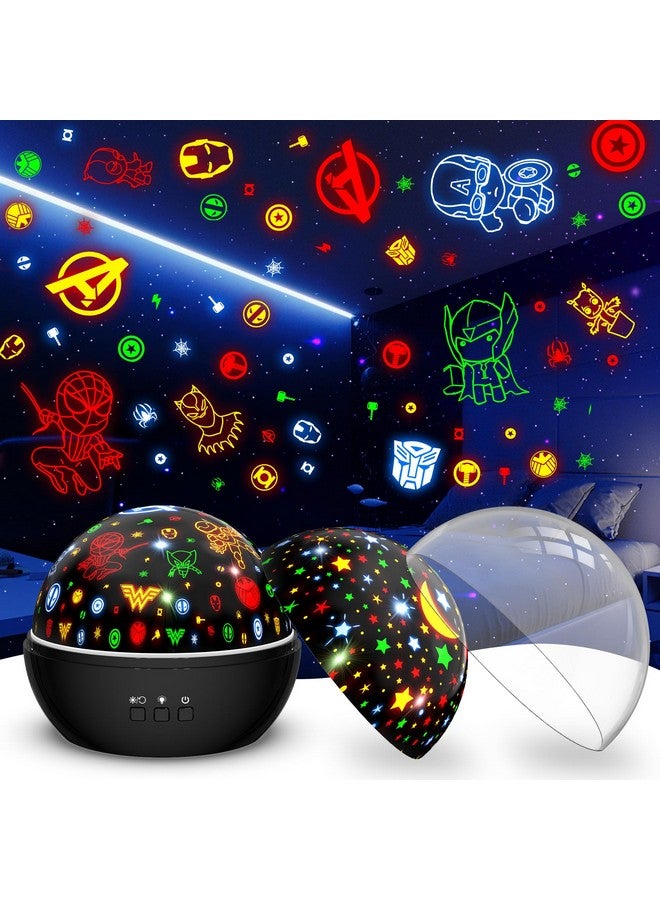 MOKOQI Super Hero Night Light for Boys | Spiderman Night Light and Star Projector 2-in-1 | Avengers Light Projector for Kids Bedroom Decor | Superhero Toys Gifts for Boys 4-6 - Image 1