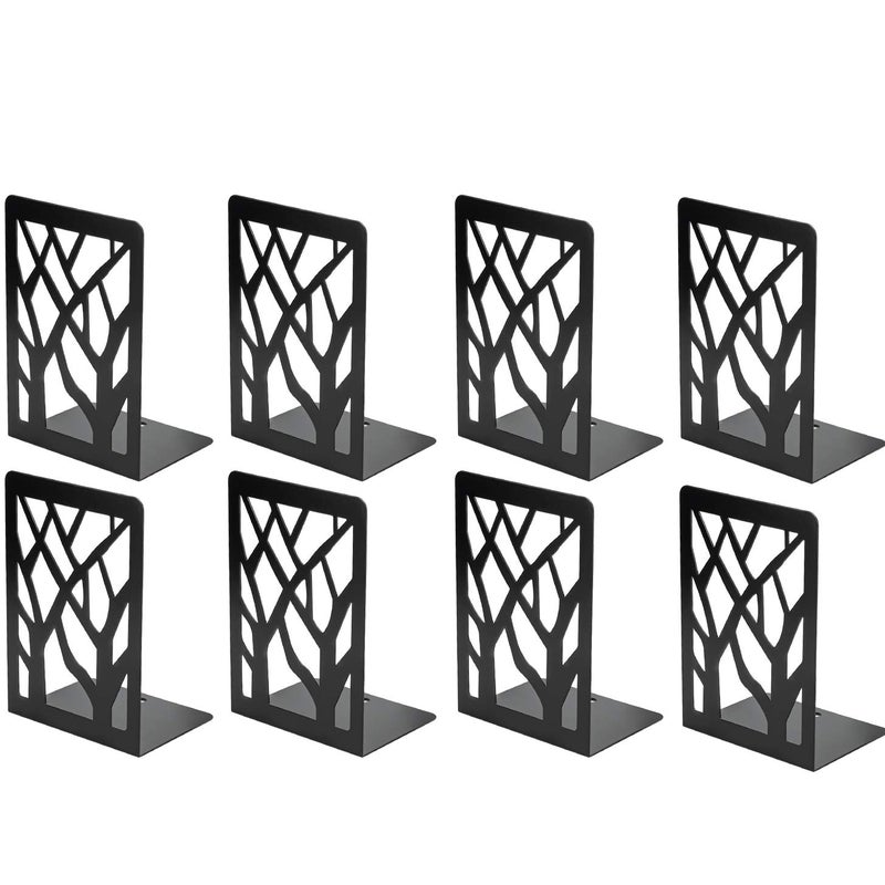 ماكسجير Maxgear Book ينتهي تصميم الأشجار المركز الحديث للأرفف غير المنحدر المكتب المكتب المعدني الثقيلة سدادة للكتب/أقراص مضغوطة على الرف الكتب الزخرفية للمنزل 7 × 4.7 × 3.5 أسود (4 زوج/8 قطع كبيرة) - Image 1