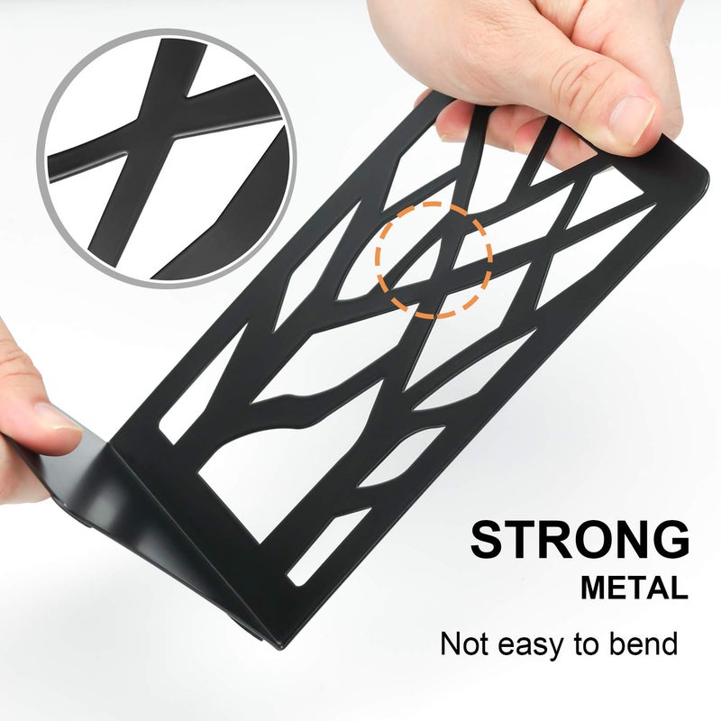 ماكسجير Maxgear Book ينتهي تصميم الأشجار المركز الحديث للأرفف غير المنحدر المكتب المكتب المعدني الثقيلة سدادة للكتب/أقراص مضغوطة على الرف الكتب الزخرفية للمنزل 7 × 4.7 × 3.5 أسود (4 زوج/8 قطع كبيرة) - Image 3