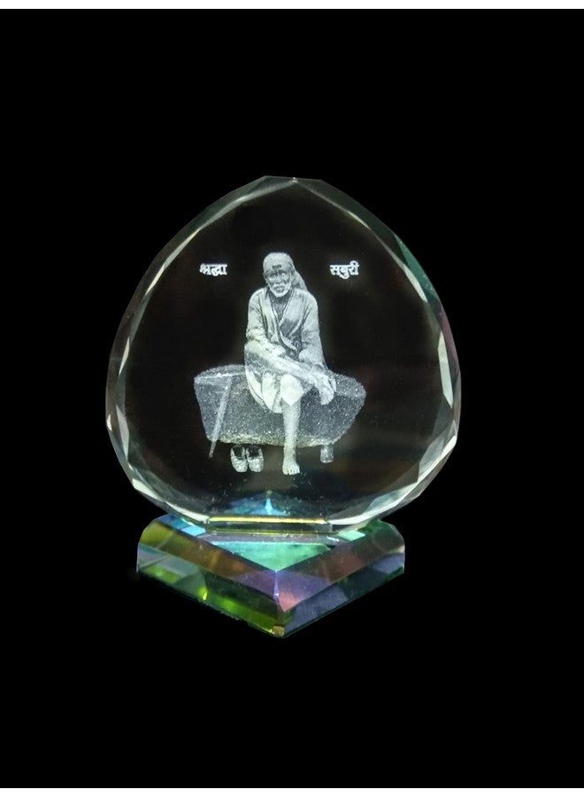 SHINDE EXPORTS 3D Crystal Sai Baba Idol Staute Murti for Home, Pooja Room, Gift Purpose & Car Dashboard. Hearth Shape C (2 in) - Image 1