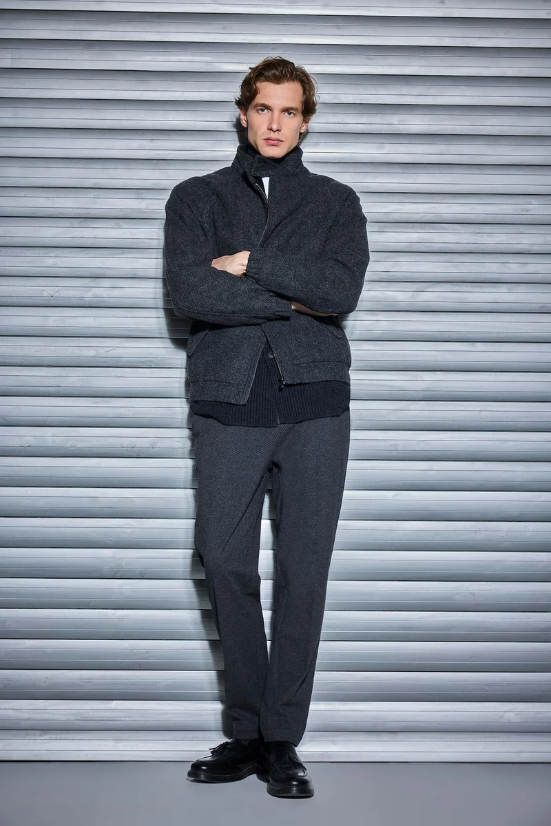 ديفاكتو Regular Fit Stand Collar Zippered Lined Jacket