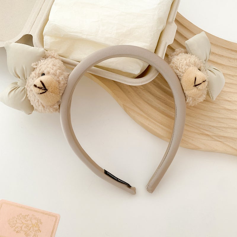Generic Canyi Special Face Wash for Women 2024 New Autumn and Winter Headband Headband Cute Cartoon Plush Bear Kt Cat Headband G1126-3 almond yellow