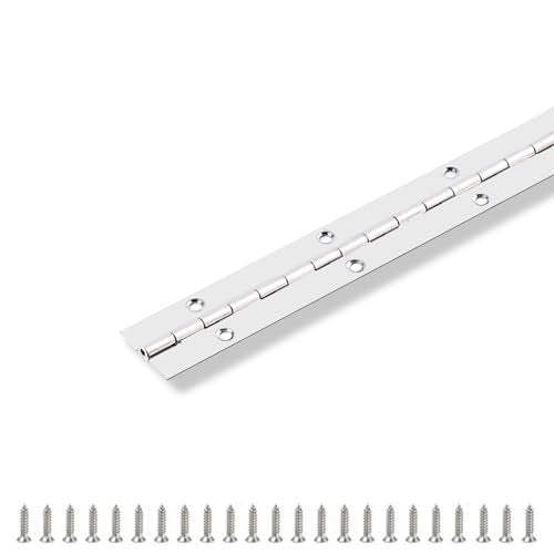 GRRONZEE Piano Hinge 36 x 1 Stainless Steel Continuous Piano Hinge Heavy Duty Piano Hinges 0039 Leaf Thickness 1 Inch Open Width Screw Included - Image 1
