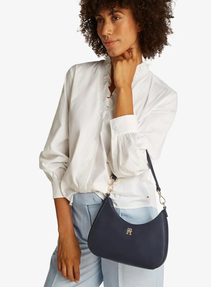 Hilfiger Denim Tommy Hilfiger Crescent Hobo Shoulder Bag – Navy Blue TH Monogram - Image 5