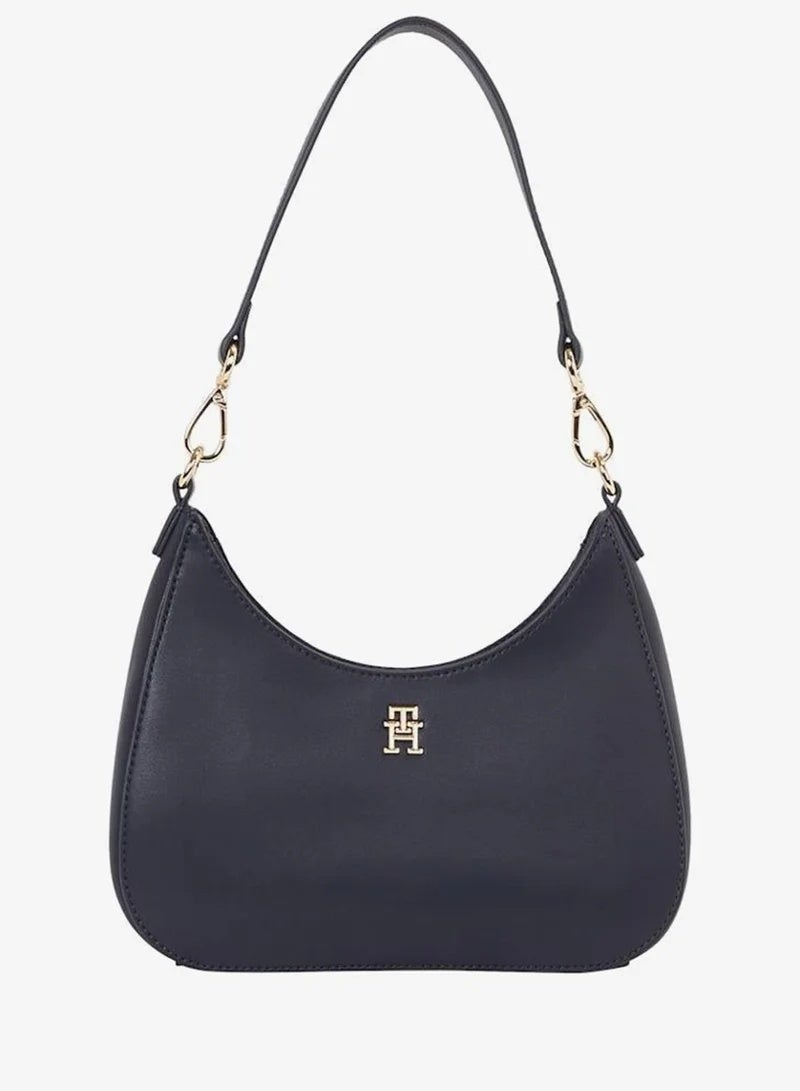 Hilfiger Denim Tommy Hilfiger Crescent Hobo Shoulder Bag – Navy Blue TH Monogram - Image 1