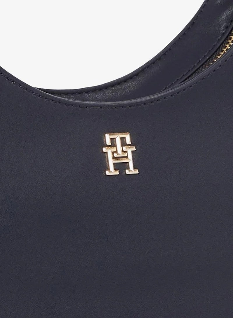 Hilfiger Denim Tommy Hilfiger Crescent Hobo Shoulder Bag – Navy Blue TH Monogram - Image 3