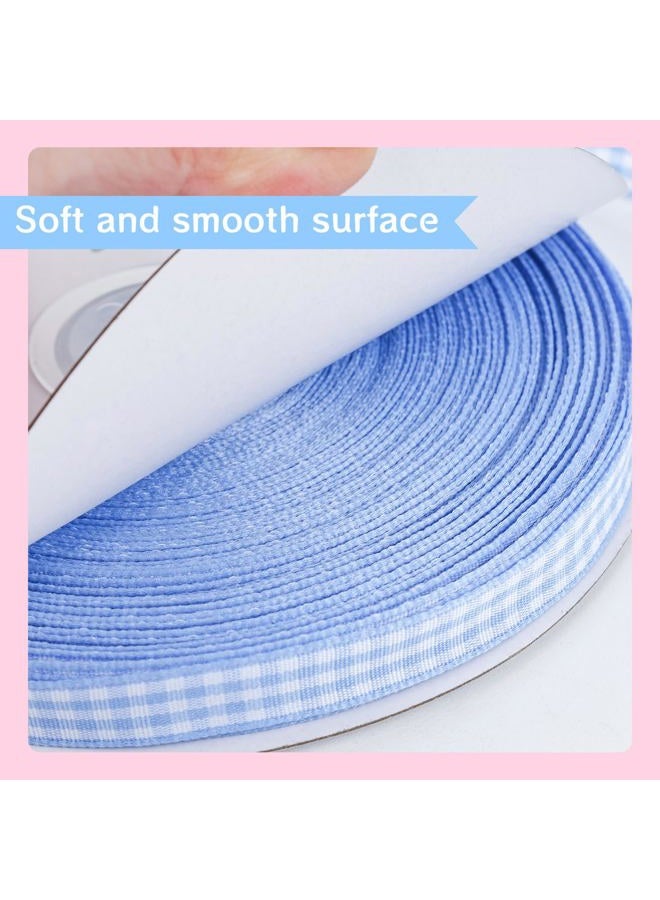 VGoodall Gingham Ribbon, 50Yd Buffalo Checker Ribbons Crafts Ribbon Light Blue for DIY Project Picnic School Art Class Easter Gift Wrapping - Image 3