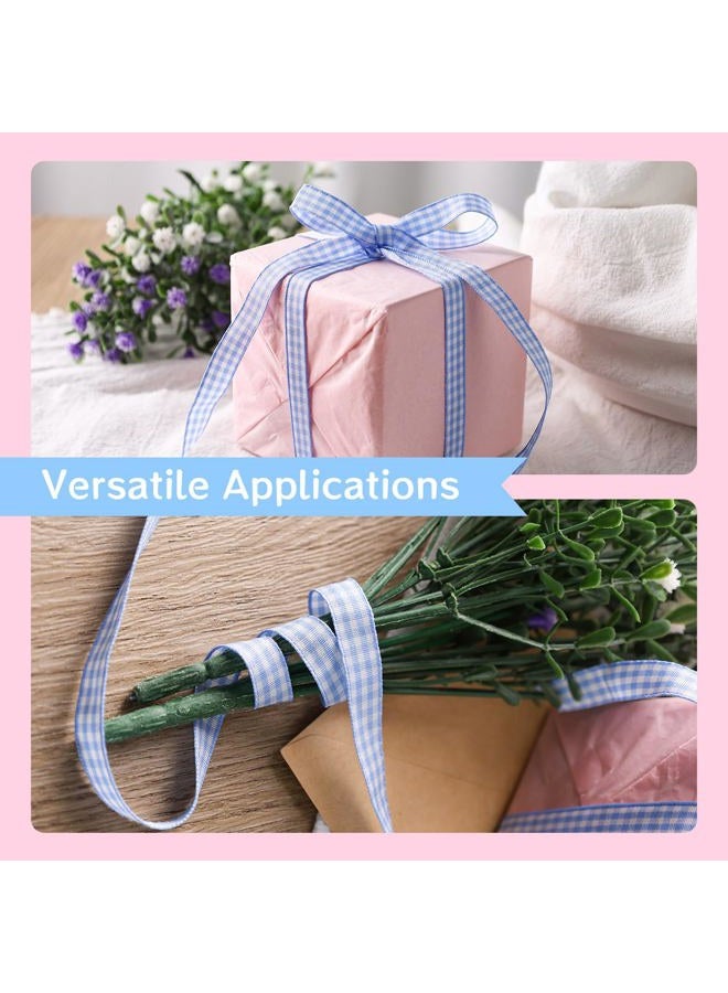 VGoodall Gingham Ribbon, 50Yd Buffalo Checker Ribbons Crafts Ribbon Light Blue for DIY Project Picnic School Art Class Easter Gift Wrapping - Image 4