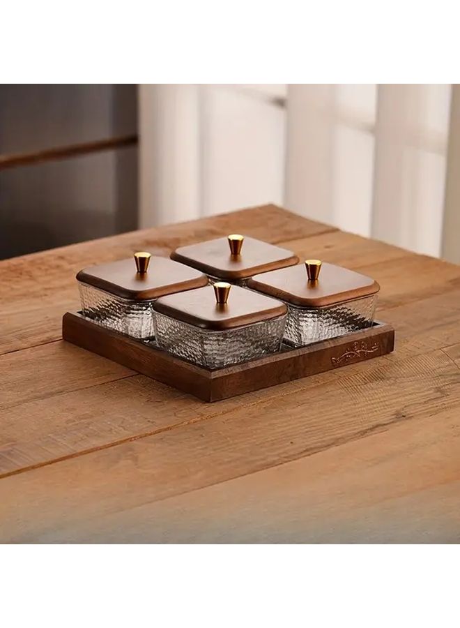 4pcs Elegant Glass Snack Trays Set Rectangular Serving Dish Partition Design - Image 4
