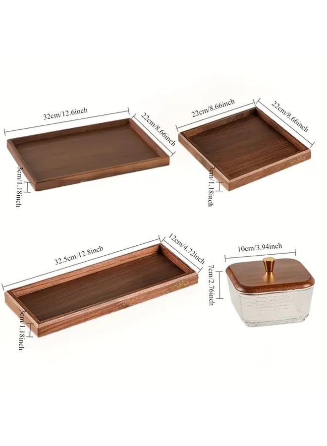 4pcs Elegant Glass Snack Trays Set Rectangular Serving Dish Partition Design - Image 2