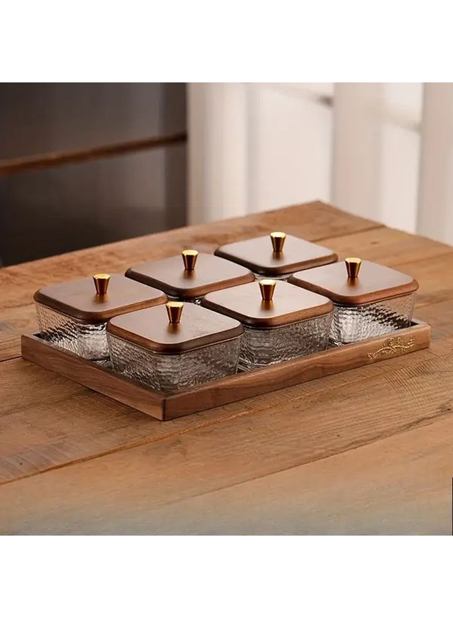 4pcs Elegant Glass Snack Trays Set Rectangular Serving Dish Partition Design - Image 5