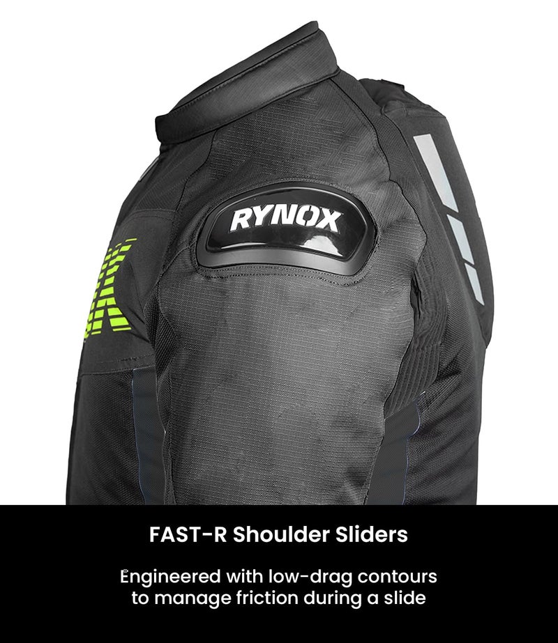 Rynox Delta GT Jacket - Motorcycle Riding Jacket | Impact Protection | Abrasion Resistance - Black Hi-Viz Green, Large - Image 4