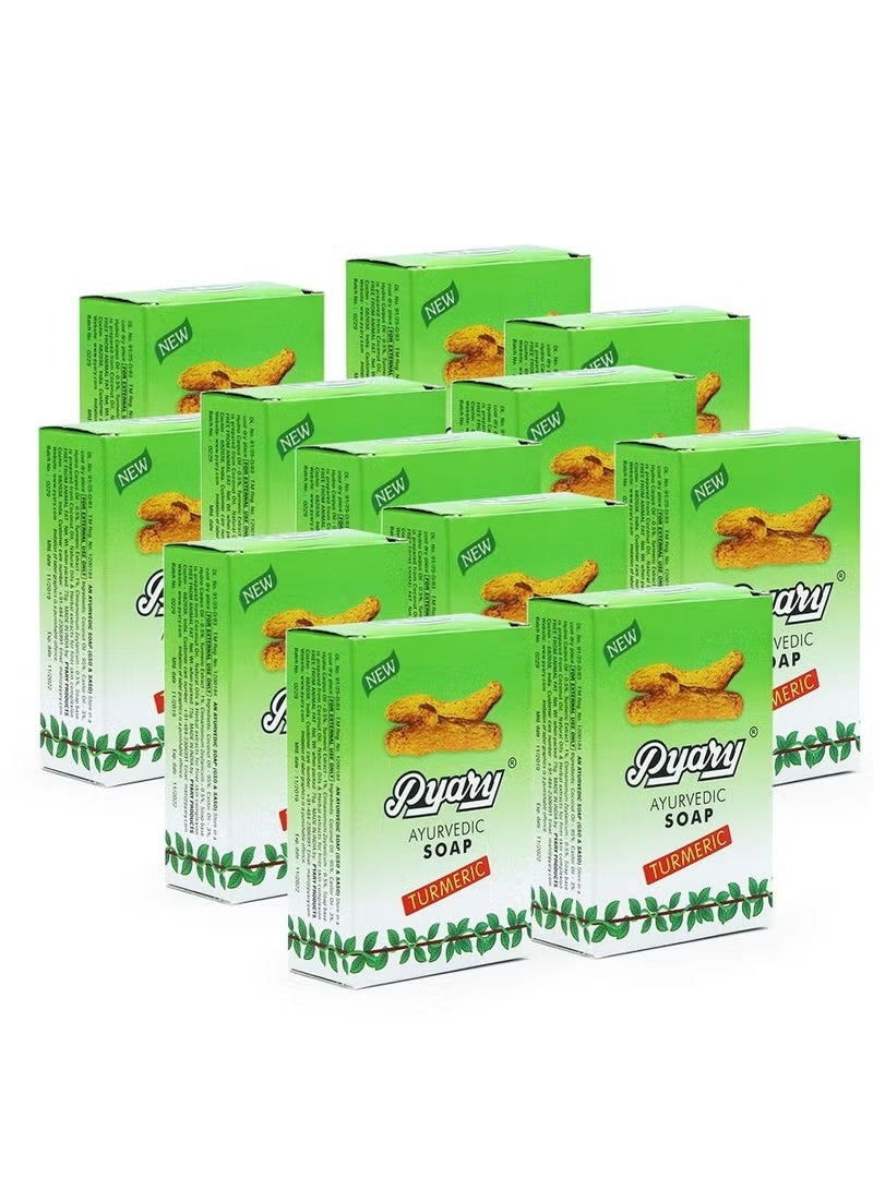 بياري صابون الايورفيدي الكركم الأخضر 75 جرام (عبوة من 12 قطعة) - Image 1