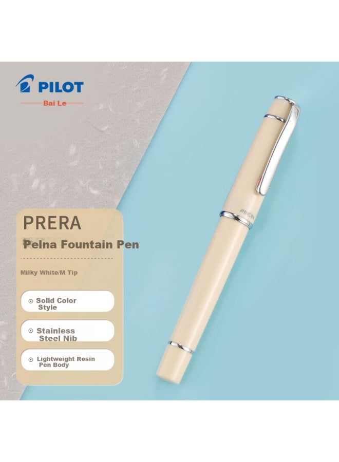 Pilot Prera Fountain Pen, Colorful Calligraphy Pen, Business Signature Pen, Calligraphy Birthday Gift, Fpr-3Sr, Cream White, M Nib - Image 1