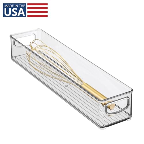 InterDesign iDesign Slim Clear Plastic Storage Bin, Extra Long Narrow Stackable Organizer for Kitchen and Pantry - Image 2