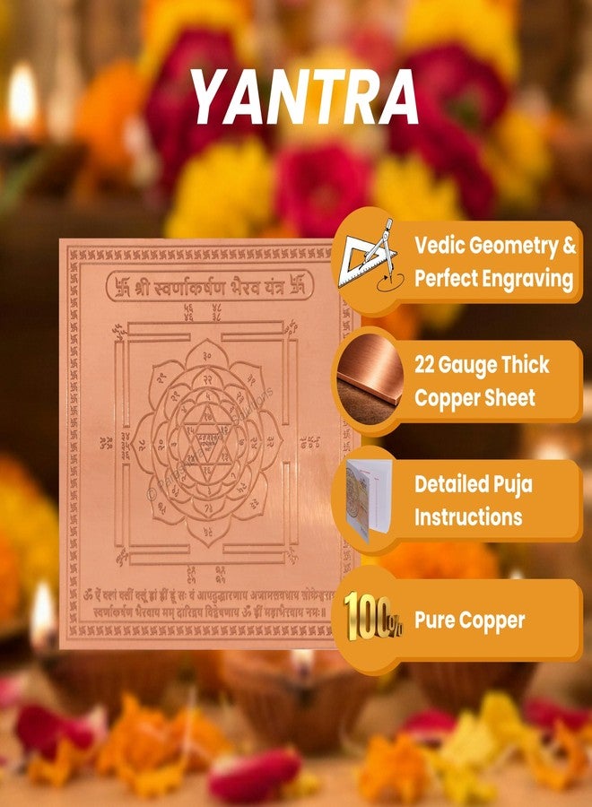ARKAM Swarnakarshan Bhairav Yantra - Copper - (6 x 6 inches, Brown) - Image 3
