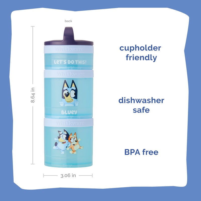 Whiskware Bluey Stackable Snack Containers for Babies, Toddlers, and Kids, 3 Stackable Snack Cups for School and Travel, Cupholder Friendly, Bluey and Bingo! Letâ€™s Do This! - Image 1