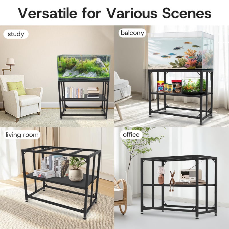 MEWSDEN Fish Tank Stand, 40 Gallon Heavy Duty Metal Aquarium Stands, Reptile Tank, Turtle Tank, Breeder Tank Stand, 660LBS Capacity Terrarium Stand Rack with 2-Tier Storage Shelves (Black, 36.5"x18.5"x29.5") - Image 5