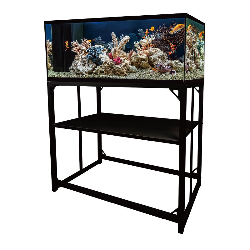 MEWSDEN Fish Tank Stand, 40 Gallon Heavy Duty Metal Aquarium Stands, Reptile Tank, Turtle Tank, Breeder Tank Stand, 660LBS Capacity Terrarium Stand Rack with 2-Tier Storage Shelves (Black, 36.5"x18.5"x29.5") - Image 1