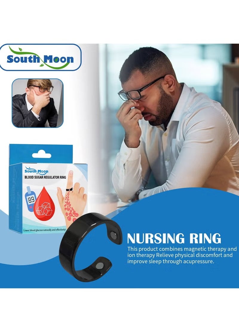 SOUTH MOON - Blood Glucose Control Ring, 2 Pieces Blood Sugar Regulator Ring for Acupressure for Women Men Adjustable Blood Glucose Control Ring - Image 1