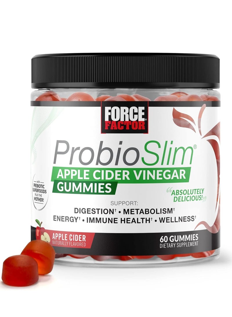 Force Factor ProbioSlim Apple Cider Vinegar Prebiotics to Support Digestion, Metabolism, and Immune Health 60Gummies - Image 1