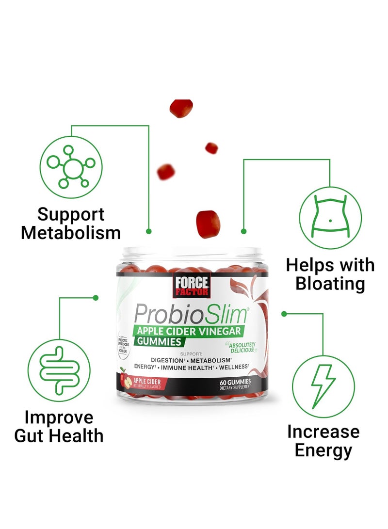 Force Factor ProbioSlim Apple Cider Vinegar Prebiotics to Support Digestion, Metabolism, and Immune Health 60Gummies - Image 3