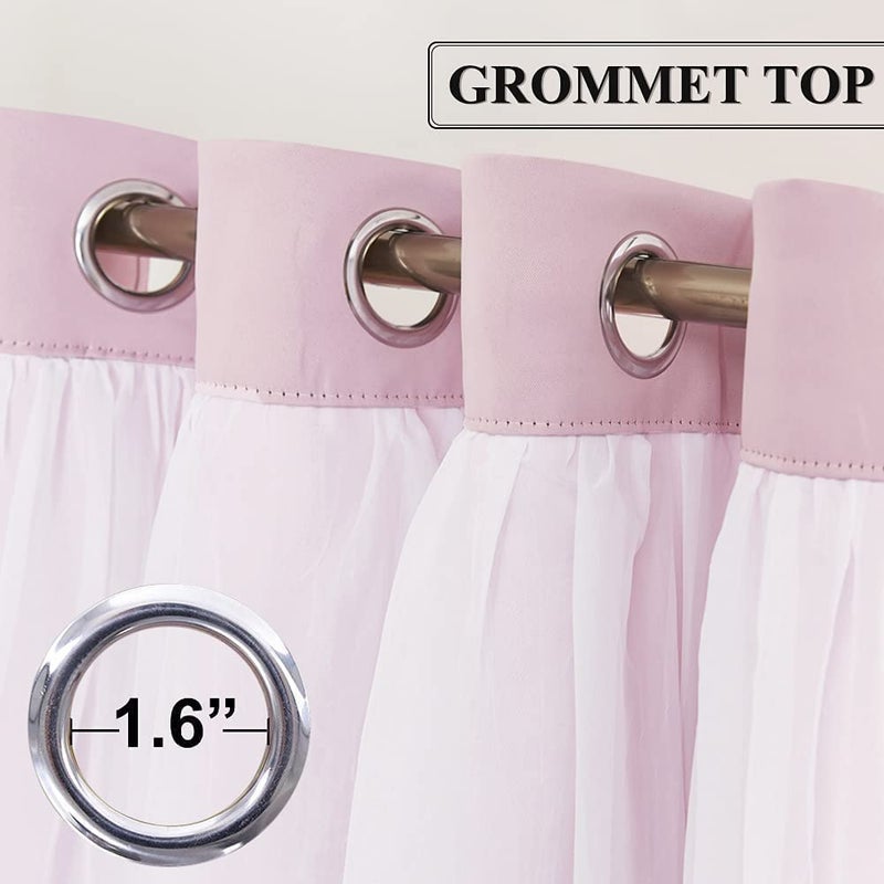 BFAM Sheer Blackout CurtainPink Color 7ft Long Room Darkening Thermal Insulated Eyelet Noise reducing Window and Door Curtains for BedroomLiving Room Sold as Set of 1 - Image 3