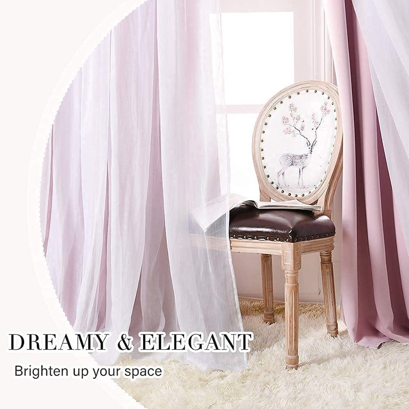 BFAM Sheer Blackout CurtainPink Color 7ft Long Room Darkening Thermal Insulated Eyelet Noise reducing Window and Door Curtains for BedroomLiving Room Sold as Set of 1 - Image 5