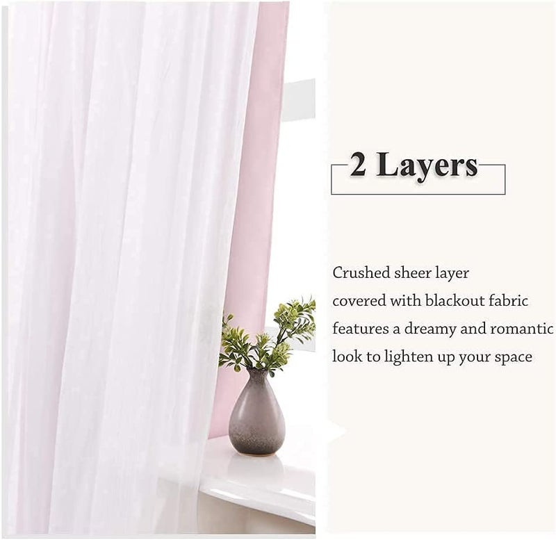 BFAM Sheer Blackout CurtainPink Color 7ft Long Room Darkening Thermal Insulated Eyelet Noise reducing Window and Door Curtains for BedroomLiving Room Sold as Set of 1 - Image 4
