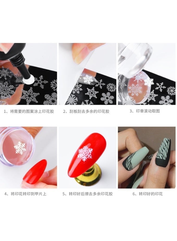 5 قطعة ختم الأظافر مجموعة شفافة السيليكون الأظافر طباعة طويلة وقصيرة ختم الجيلي مناسبة لفن الأظافر الفرنسية، الفن الأظافر، الصالون ديي المنزل (متعددة الألوان) - Image 2