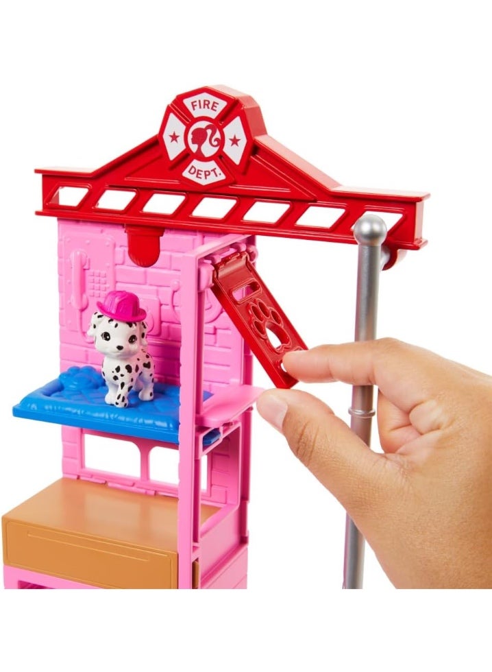 Barbie Careers- Firefighter Doll & Playset with Fire Station & Tree, 2 Pets, Color-Change & 10+ Accessories Including Fire Extinguisher Squirt Toy, - Image 4