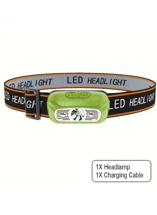 Green Induction Sensor LED Headlamp High Brightness USB Rechargeable Mini Flashlight - Image 1