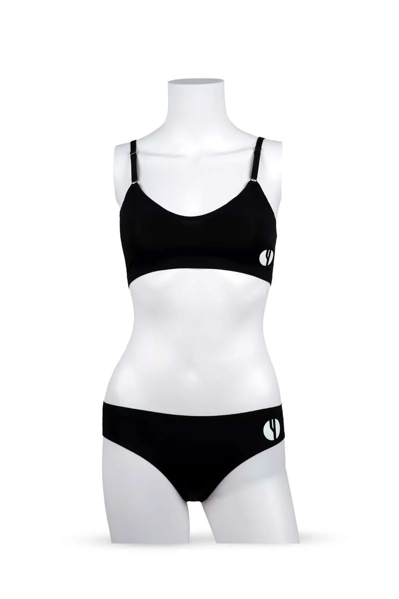Yeseco  Seamless Black Innerwear Set | Soft Stretchable Bra & Boxer Brief | Eco-Friendly | for Women | Best Price UAE