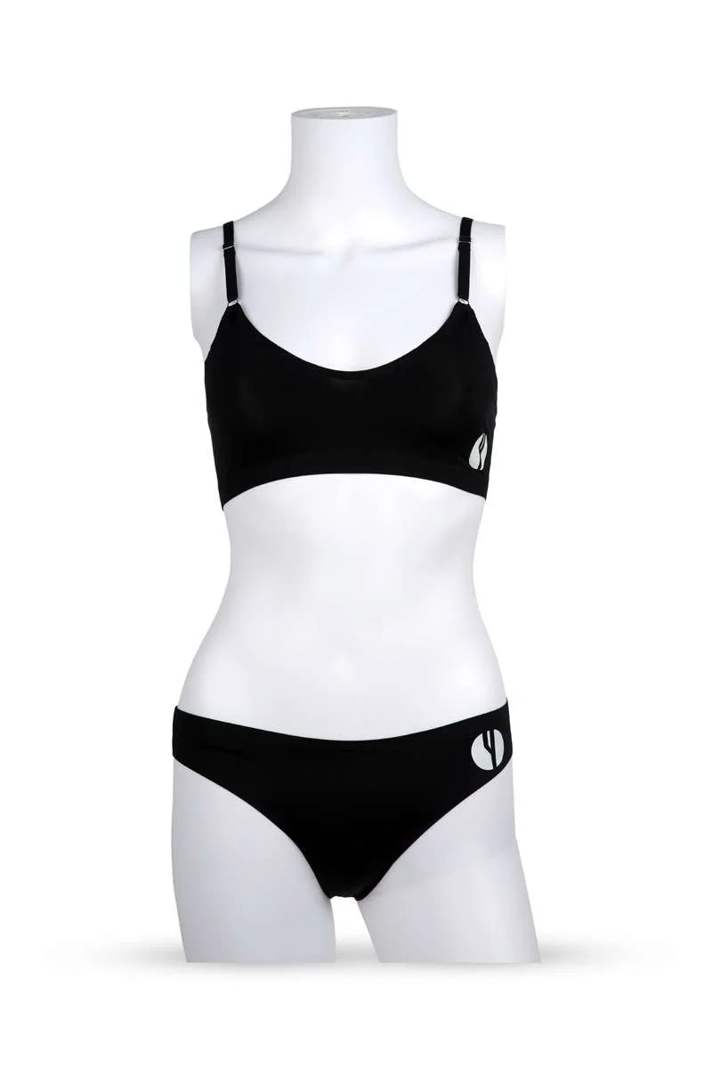 Yeseco  Seamless Black Innerwear Set | Soft Stretchable Bra & Boxer Brief | Eco-Friendly | for Women | Best Price UAE