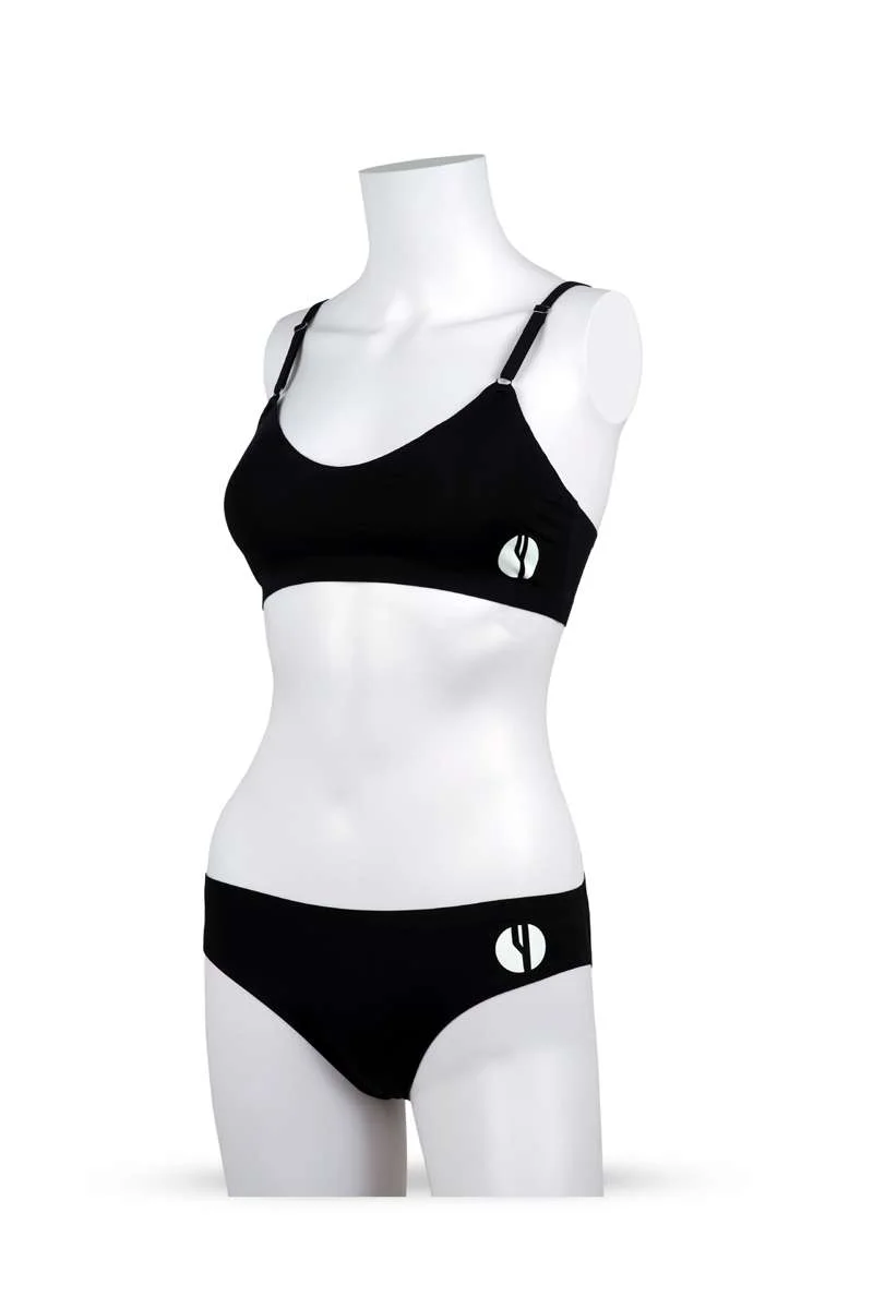 ياسيكو YesEco Women’s Seamless Black Innerwear Set | Soft Stretchable Bra & Boxer Brief | Eco-Friendly | Everyday Innerwear| 85% Recycled Polyamide, 15% Elastane | Comfortable & Breathable Fit