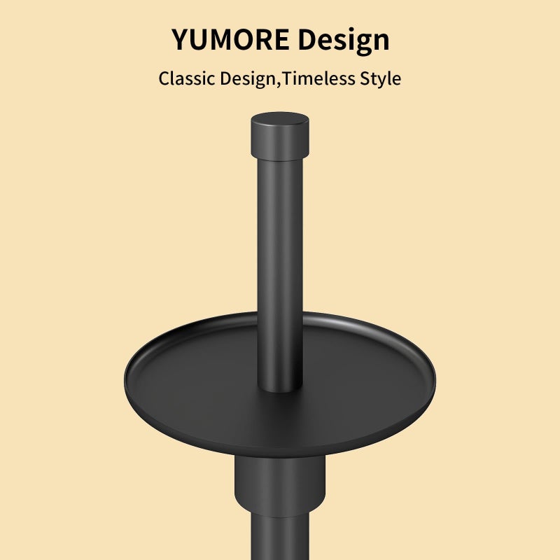 YUMORE Freestanding Toilet Paper Holder, Matte Black/Floor Standing Weighted Base Toilet Paper Holder Stand - Image 5