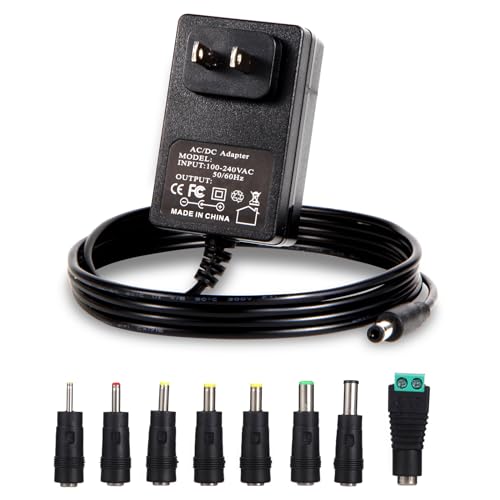 FSQWUR 15V 1.5A 1A Power Supply AC DC Adapter with 8 Interchangeable DC Plug, Universal 15 Volt Power Cord, Charger 100-240v, 50/60HZ, 5.5x2.5mm DC Output Jack, for 15V 100mA 300mA 500mA 800mA 1000mA 1500mA - Image 1