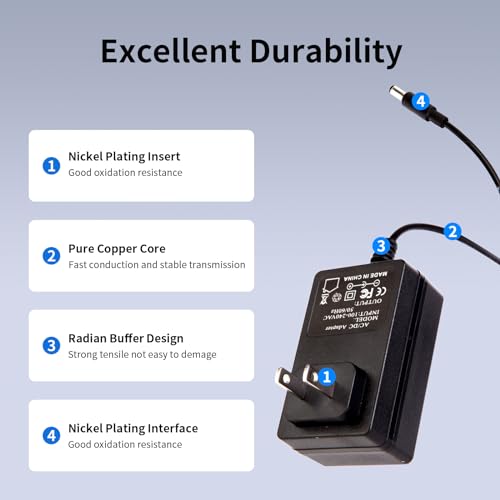 FSQWUR 15V 1.5A 1A Power Supply AC DC Adapter with 8 Interchangeable DC Plug, Universal 15 Volt Power Cord, Charger 100-240v, 50/60HZ, 5.5x2.5mm DC Output Jack, for 15V 100mA 300mA 500mA 800mA 1000mA 1500mA - Image 2