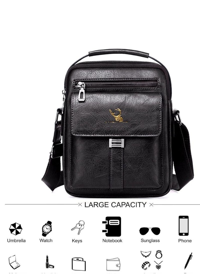 Excefore - Shoulder Bag Men's Crossbody Manbag Leather Messenger Casual Handbags Side Satchel Sling Travel Flight Bags Cross Leather Sport Bags for Men Working Shopping Business Travel Daily - Image 1