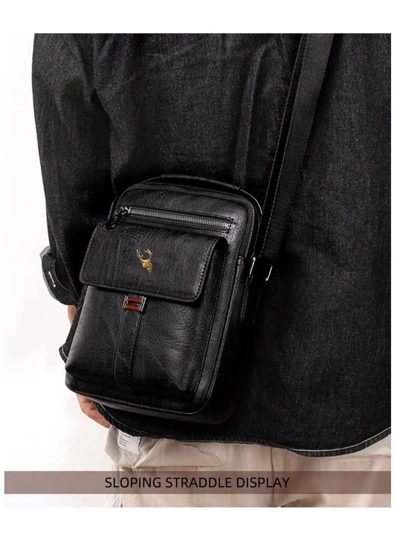 Excefore - Shoulder Bag Men's Crossbody Manbag Leather Messenger Casual Handbags Side Satchel Sling Travel Flight Bags Cross Leather Sport Bags for Men Working Shopping Business Travel Daily - Image 1