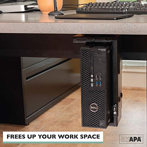 Ilyapa حامل الكمبيوتر تحت المكتب من إليابا مع دوران 360 درجة - حامل وحدة المعالجة المركزية لبرج الكمبيوتر المكتبي - Image 3
