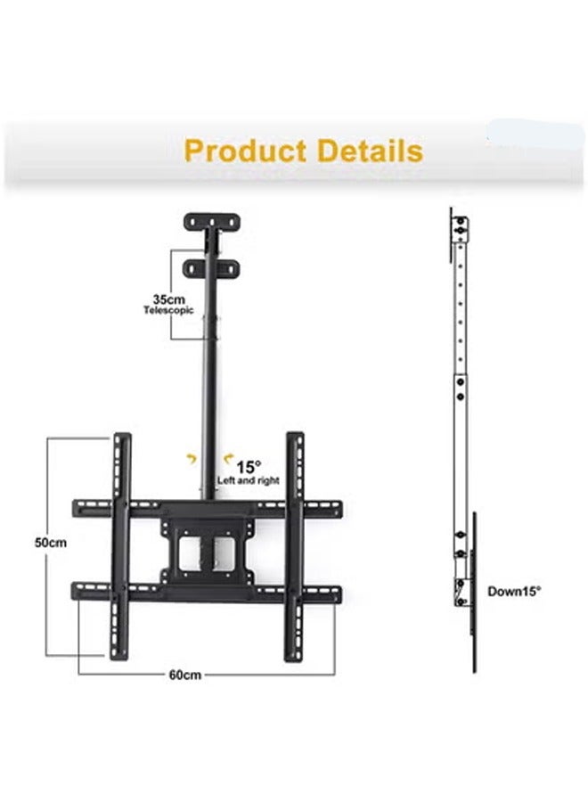 Ceiling TV Mount – Full Motion Hanging Pole TV Stand with Swivel and Tilt, Wall-Mountable Ceiling Bracket for 42-75 Inch Flat Screen TVs, Heavy-Duty Support up to 50kg, Max VESA 600x500mm – Space-Saving and Adjustable TV Mounting Solution - Image 2