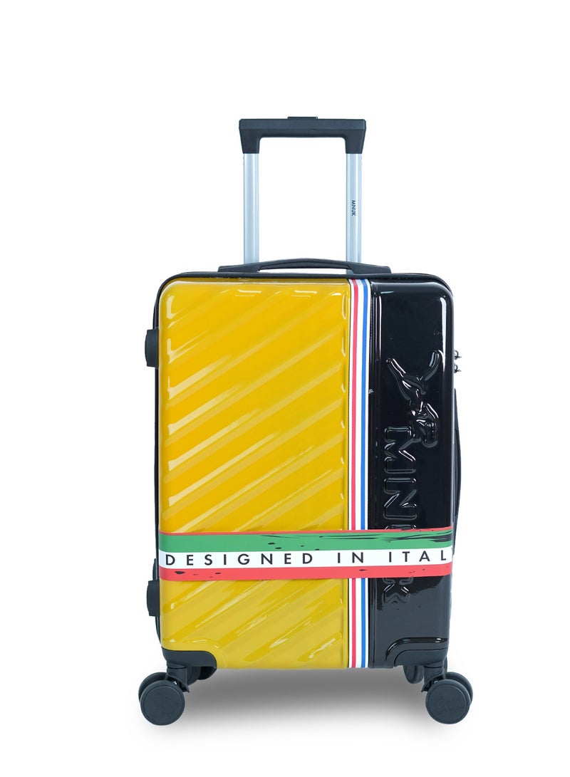 MNUK SWAGGER 20inch Luggage| Polycarbonate and ABS Hardside Trolley| Double 360Â° 4 Wheeler| Yellow Black - Image 1