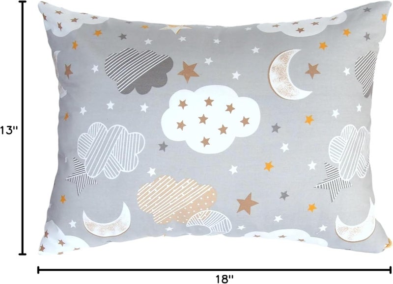 Comfy Turtles Toddler Pillowcases 13x18 Grey - Cotton Toddler Pillowcase Star Moon, Toddler Star Pillowcase Boy, Mini Travel Pillow Case Cover - Grey Moon Stars - Image 3