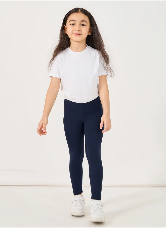 ستايلي Styli Solid Elastic Waistband Cotton Leggings