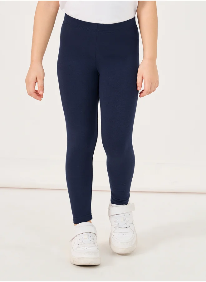 ستايلي Styli Solid Elastic Waistband Cotton Leggings