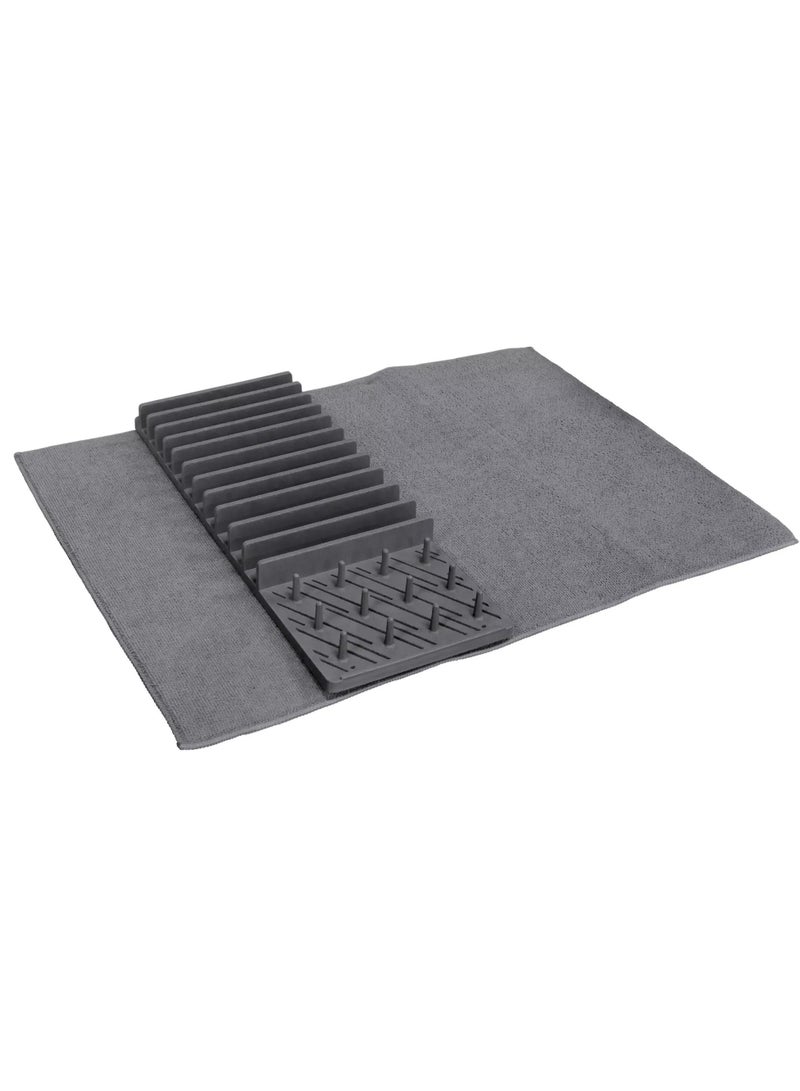 KITCHENOO Kitchen Countertop Placemat Tableware Storage Drain Pad Foldable Removable Black - Image 2